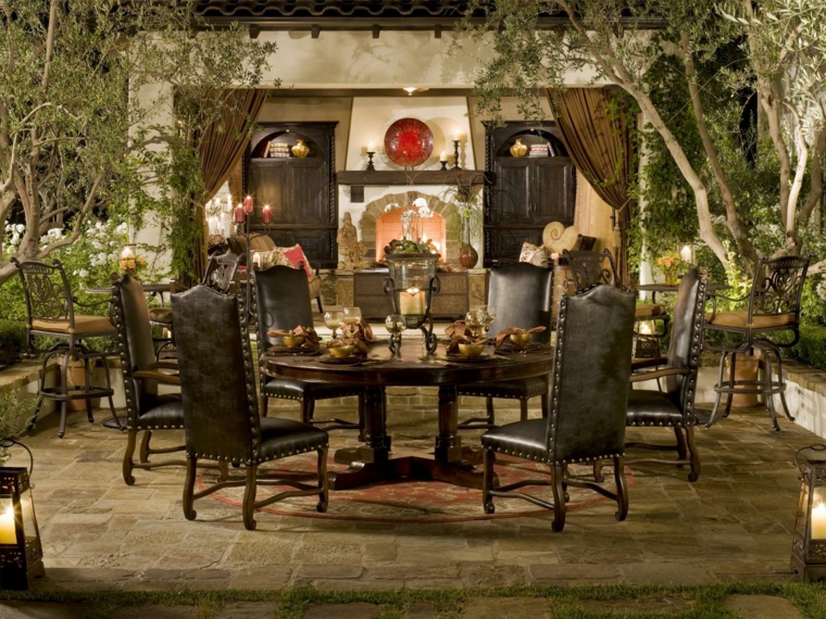 идея садовой террасы классические гостиные украшающие кожаные кресла