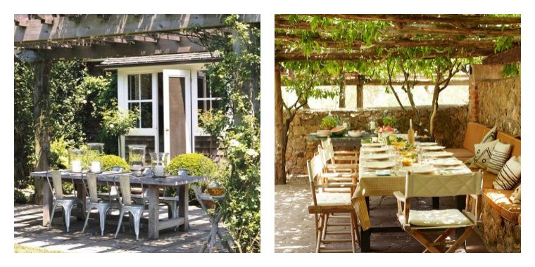 идеи дизайна сады терраса обеденная зона в деревенском стиле на свежем воздухе