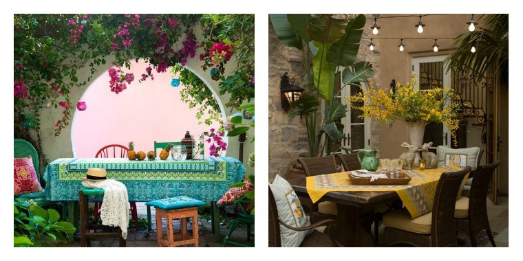 украшение террасы и сада столовые яркие цвета идеи декора