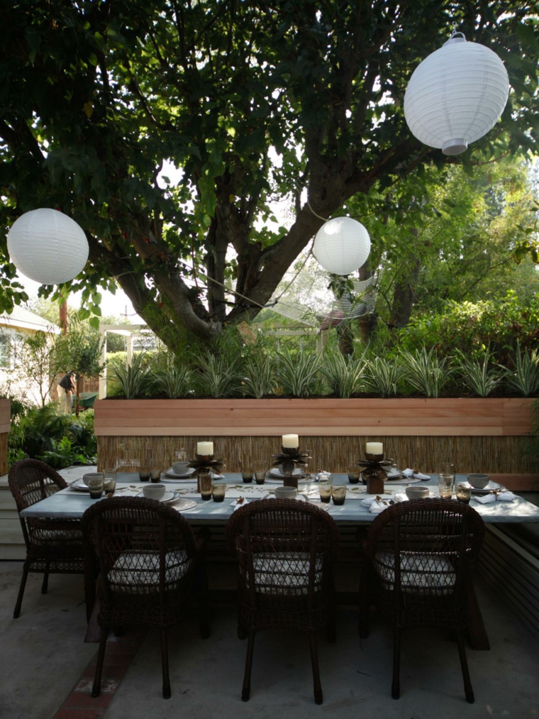 идея обеденных пространств в стиле деко, садовых столов и террасы